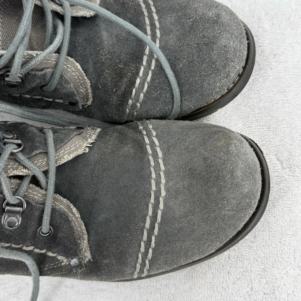 Bunker Boots Suede Lace Up Combat Boots Tara Size 8.5 Tibet Tin